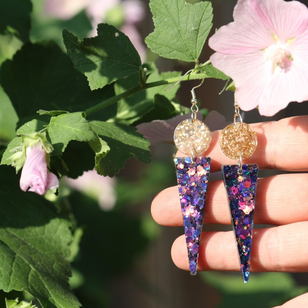 Mermaid Glitter Resin Earrings Hand Crafted